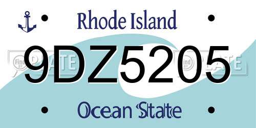 9DZ5205 Rhode Island License Plate