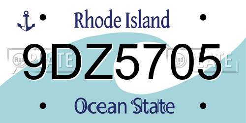 9DZ5705 Rhode Island License Plate
