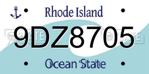 9DZ8705 Rhode Island License Plate