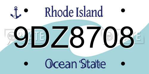 9DZ8708 Rhode Island License Plate
