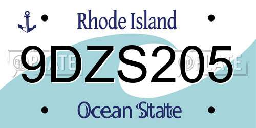 9DZS205 Rhode Island License Plate