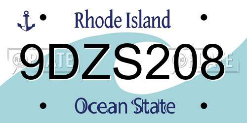 9DZS208 Rhode Island License Plate