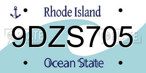 9DZS705 Rhode Island License Plate