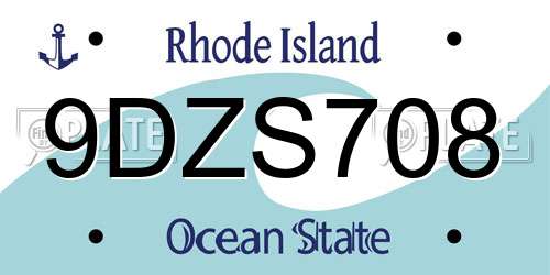9DZS708 Rhode Island License Plate