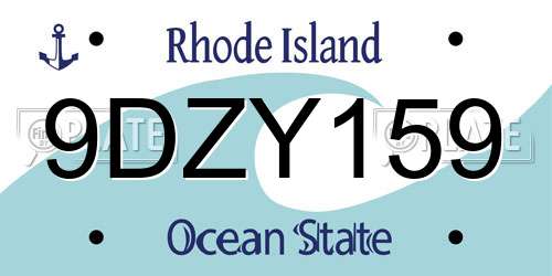 9DZY159 Rhode Island License Plate