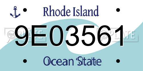9E03561 Rhode Island License Plate