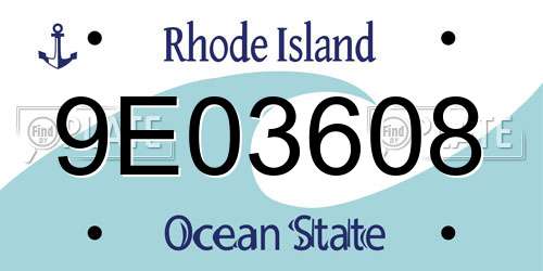 9E03608 Rhode Island License Plate
