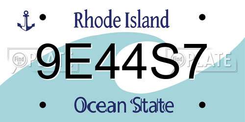 9E44S7 Rhode Island License Plate