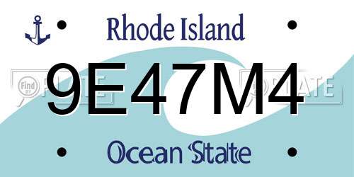 9E47M4 Rhode Island License Plate
