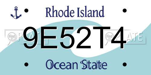 9E52T4 Rhode Island License Plate