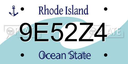 9E52Z4 Rhode Island License Plate
