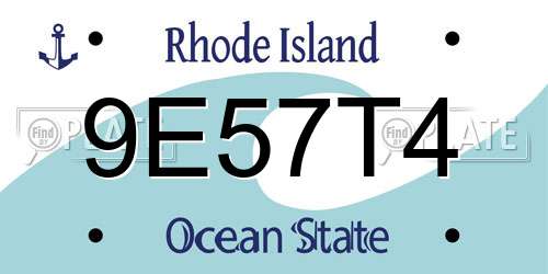 9E57T4 Rhode Island License Plate