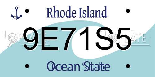 9E71S5 Rhode Island License Plate