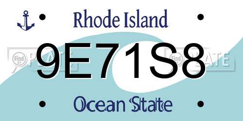 9E71S8 Rhode Island License Plate