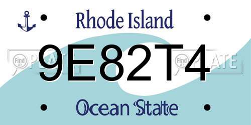 9E82T4 Rhode Island License Plate