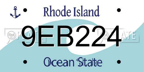 9EB224 Rhode Island License Plate