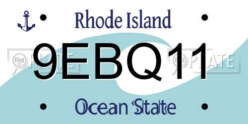 9EBQ11 Rhode Island License Plate