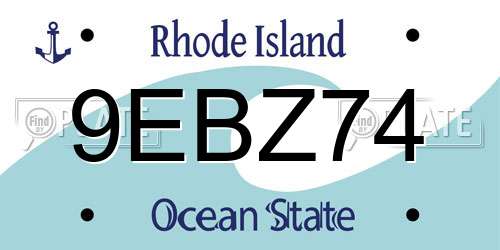 9EBZ74 Rhode Island License Plate