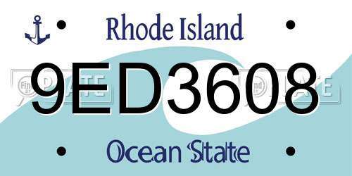 9ED3608 Rhode Island License Plate
