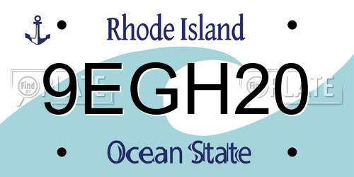 9EGH20 Rhode Island License Plate