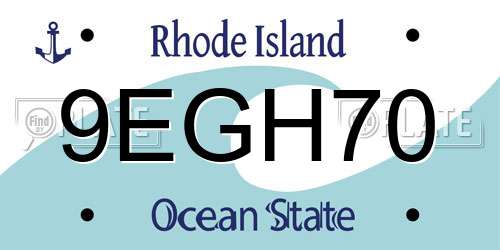 9EGH70 Rhode Island License Plate