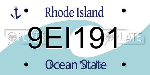 9EI191 Rhode Island License Plate