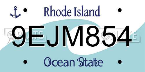 9EJM854 Rhode Island License Plate