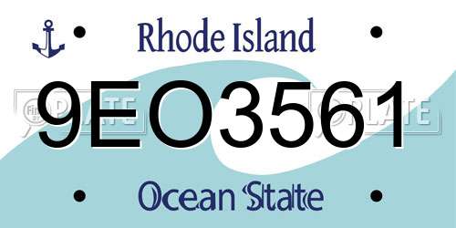 9EO3561 Rhode Island License Plate