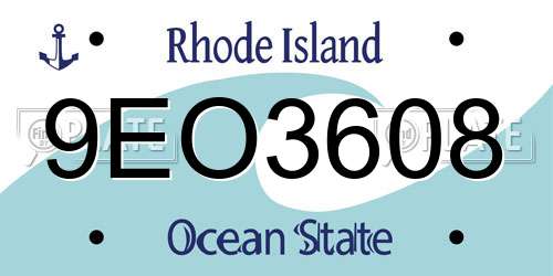 9EO3608 Rhode Island License Plate