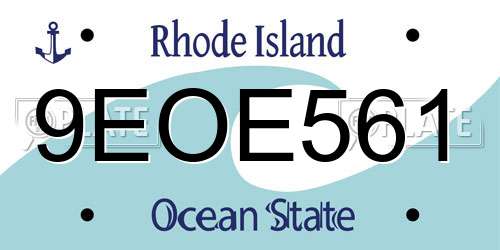 9EOE561 Rhode Island License Plate