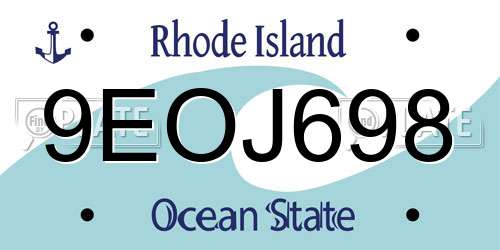 9EOJ698 Rhode Island License Plate
