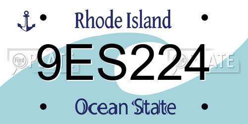 9ES224 Rhode Island License Plate