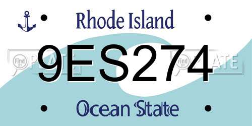 9ES274 Rhode Island License Plate