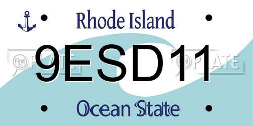 9ESD11 Rhode Island License Plate