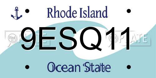 9ESQ11 Rhode Island License Plate