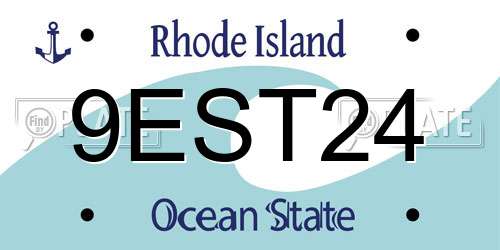 9EST24 Rhode Island License Plate