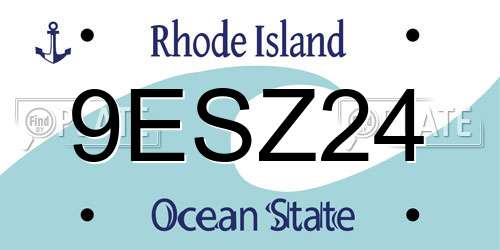 9ESZ24 Rhode Island License Plate