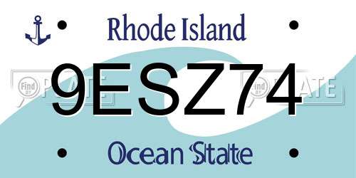9ESZ74 Rhode Island License Plate