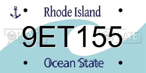 9ET155 Rhode Island License Plate