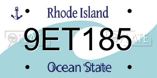 9ET185 Rhode Island License Plate