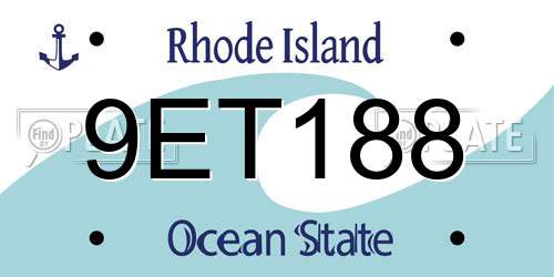 9ET188 Rhode Island License Plate