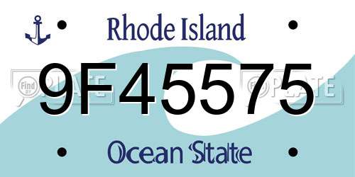 9F45575 Rhode Island License Plate