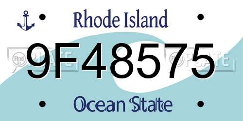 9F48575 Rhode Island License Plate