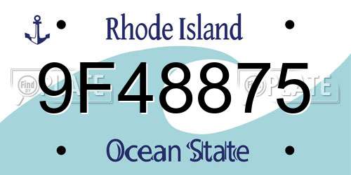 9F48875 Rhode Island License Plate