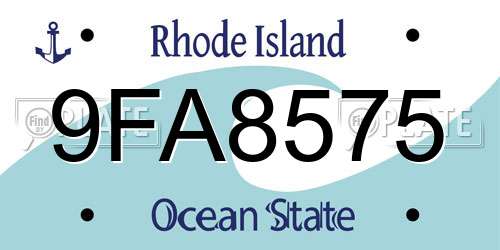 9FA8575 Rhode Island License Plate
