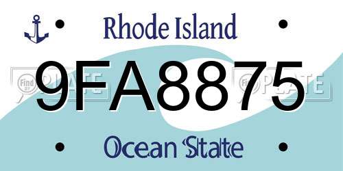9FA8875 Rhode Island License Plate