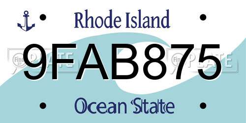 9FAB875 Rhode Island License Plate