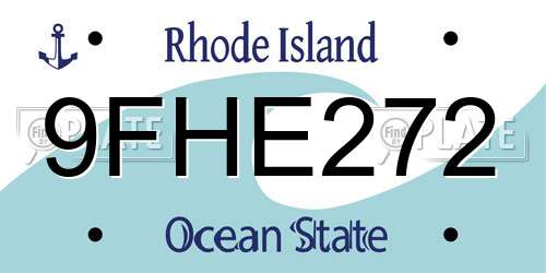 9FHE272 Rhode Island License Plate