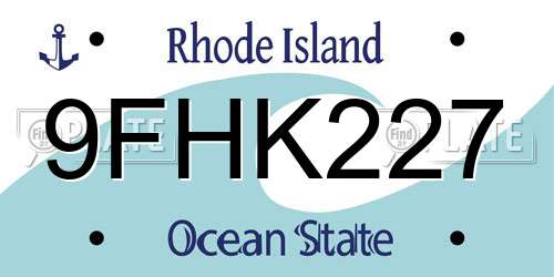 9FHK227 Rhode Island License Plate