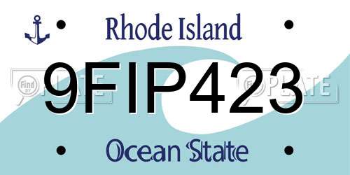 9FIP423 Rhode Island License Plate